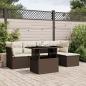 Preview: ARDEBO.de - 6-tlg. Garten-Sofagarnitur mit Kissen Braun Poly Rattan