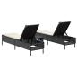 Preview: 3-tlg. Sonnenliegen-Set mit Auflage Schwarz Poly-Rattan