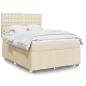 Preview: ARDEBO.de - Boxspringbett mit Matratze Creme 140x200 cm Stoff