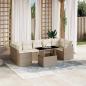 Preview: ARDEBO.de - 8-tlg. Garten-Sofagarnitur mit Kissen Beige Poly Rattan