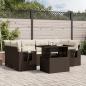 Preview: ARDEBO.de - 7-tlg. Garten-Sofagarnitur mit Kissen Braun Poly Rattan