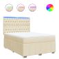 Preview: ARDEBO.de - Boxspringbett mit Matratze Creme 140x200 cm Stoff