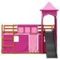 Preview: Etagenbett mit Rutsche und Gardinen Rosa 90x190 cm