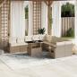 Preview: ARDEBO.de - 11-tlg. Garten-Sofagarnitur mit Kissen Beige Poly Rattan