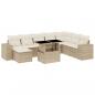 Preview: 9-tlg. Garten-Sofagarnitur mit Kissen Beige Poly Rattan
