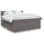 Preview: ARDEBO.de - Boxspringbett mit Matratze Grau 180x200 cm Kunstleder
