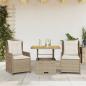 Preview: ARDEBO.de - 3-tlg. Bistro-Set mit Kissen Beige Poly Rattan
