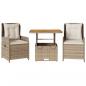 Preview: 3-tlg. Bistro-Set mit Kissen Beige Poly Rattan