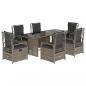 Preview: 7-tlg. Garten-Essgruppe mit Kissen Grau Poly Rattan