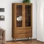 Preview: ARDEBO.de - Vitrinenschrank MOLDE Braun 90x35x175 cm Massivholz Kiefer