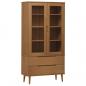 Preview: Vitrinenschrank MOLDE Braun 90x35x175 cm Massivholz Kiefer