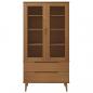 Preview: Vitrinenschrank MOLDE Braun 90x35x175 cm Massivholz Kiefer