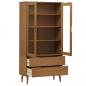 Preview: Vitrinenschrank MOLDE Braun 90x35x175 cm Massivholz Kiefer