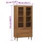 Preview: Vitrinenschrank MOLDE Braun 90x35x175 cm Massivholz Kiefer