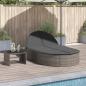 Preview: ARDEBO.de - Doppel-Sonnenliege mit Kissen Grau Poly Rattan