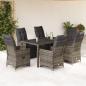 Preview: ARDEBO.de - 7-tlg. Garten-Bistro-Set mit Kissen Grau Poly Rattan