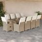 Preview: ARDEBO.de - 11-tlg. Garten-Bistro-Set mit Kissen Beige Poly Rattan
