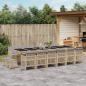Preview: ARDEBO.de - 17-tlg. Garten-Essgruppe mit Kissen Beige Poly Rattan