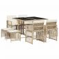 Preview: 9-tlg. Garten-Essgruppe mit Kissen Beige Poly Rattan