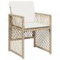 Preview: 9-tlg. Garten-Essgruppe mit Kissen Beige Poly Rattan