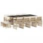 Preview: 13-tlg. Garten-Essgruppe mit Kissen Beige Poly Rattan
