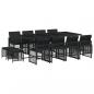 Preview: 13-tlg. Garten-Essgruppe mit Kissen Schwarz Poly Rattan