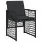 Preview: 13-tlg. Garten-Essgruppe mit Kissen Schwarz Poly Rattan