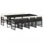 Preview: 9-tlg. Garten-Essgruppe mit Kissen Schwarz Poly Rattan