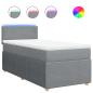 Preview: ARDEBO.de - Boxspringbett mit Matratze Hellgrau 90x190 cm Stoff