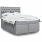 Preview: ARDEBO.de - Boxspringbett mit Matratze Hellgrau 140x200 cm Stoff