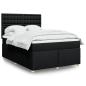 Preview: ARDEBO.de - Boxspringbett mit Matratze Schwarz 140x200 cm Stoff