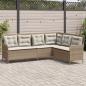 Preview: ARDEBO.de - Gartensofa in L-Form mit Kissen Beige Poly Rattan