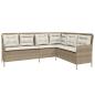 Preview: Gartensofa in L-Form mit Kissen Beige Poly Rattan