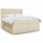 Preview: ARDEBO.de - Boxspringbett mit Matratze Creme 200x200 cm Stoff