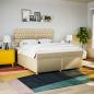 Preview: Boxspringbett mit Matratze Creme 200x200 cm Stoff