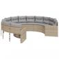 Preview: Gartensofa mit Kissen Rund Beige Poly-Rattan