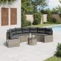Preview: ARDEBO.de - Gartensofa mit Tisch und Kissen Halbrund Grau Poly Rattan