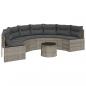 Preview: Gartensofa mit Tisch und Kissen Halbrund Grau Poly Rattan