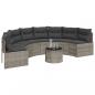 Preview: Gartensofa mit Tisch und Kissen Halbrund Grau Poly Rattan
