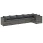 Preview: ARDEBO.de - 6-tlg. Garten-Lounge-Set mit Kissen Grau Poly Rattan