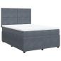 Preview: ARDEBO.de - Boxspringbett mit Matratze Dunkelgrau 140x200 cm Samt