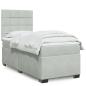 Preview: ARDEBO.de - Boxspringbett mit Matratze Hellgrau 90x200 cm Samt