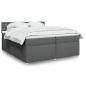 Preview: ARDEBO.de - Boxspringbett mit Matratze Dunkelgrau 200x200 cm Stoff