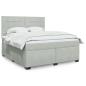Preview: ARDEBO.de - Boxspringbett mit Matratze Hellgrau 180x200 cm Samt