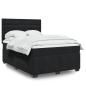 Preview: ARDEBO.de - Boxspringbett mit Matratze Schwarz 140x200 cm Samt