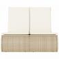 Preview: Doppel-Sonnenliege mit Auflagen Beige Poly Rattan