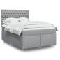 Preview: ARDEBO.de - Boxspringbett mit Matratze Hellgrau 140x190 cm Stoff