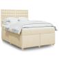 Preview: ARDEBO.de - Boxspringbett mit Matratze Creme 160x200 cm Stoff
