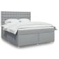 Preview: ARDEBO.de - Boxspringbett mit Matratze Hellgrau 180x200 cm Stoff
