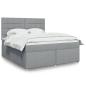 Preview: ARDEBO.de - Boxspringbett mit Matratze Hellgrau 180x200 cm Stoff